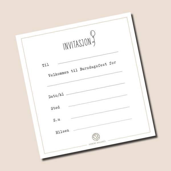 6 stk | Invitasjon | Til bursdag | Ballong | Gul | 12,5x13,5